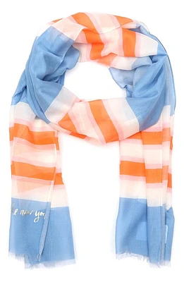 Kate Spade New York springtime stripe cotton & silk scarf in Cosmic Zen at Nordstrom