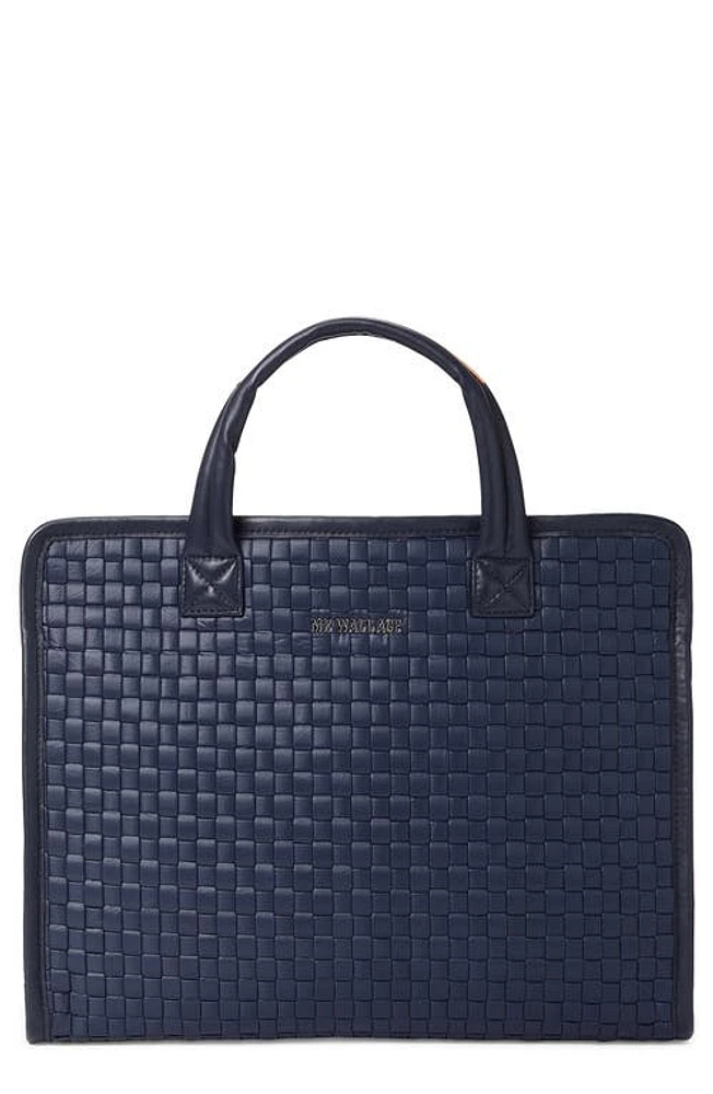 MZ Wallace Medium Woven Nylon Box Tote in Navy at Nordstrom