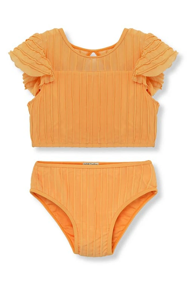 Habitual Kids Kids' Flouncie Two-Piece Swimsuit Orange at Nordstrom,