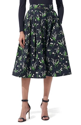 Carolina Herrera Lily of the Valley Print Midi Skirt Midnight Multi at Nordstrom,