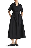 Lafayette 148 New York Belted Organic Cotton Poplin Faux Wrap Shirtdress at Nordstrom,