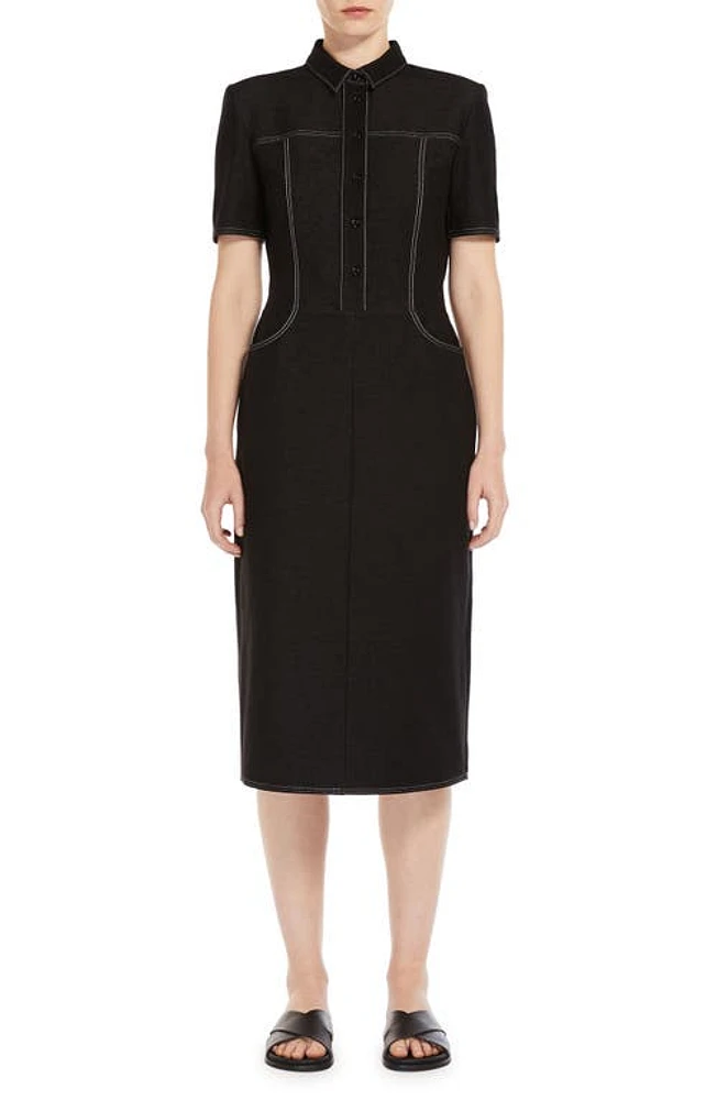 Max Mara Leisure Faro Jersey Shirtdress in Black at Nordstrom, Size X-Small