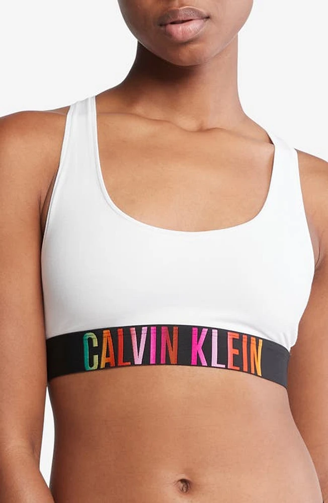 Calvin Klein Logo Band Racerback Cotton Blend Bralette at Nordstrom,