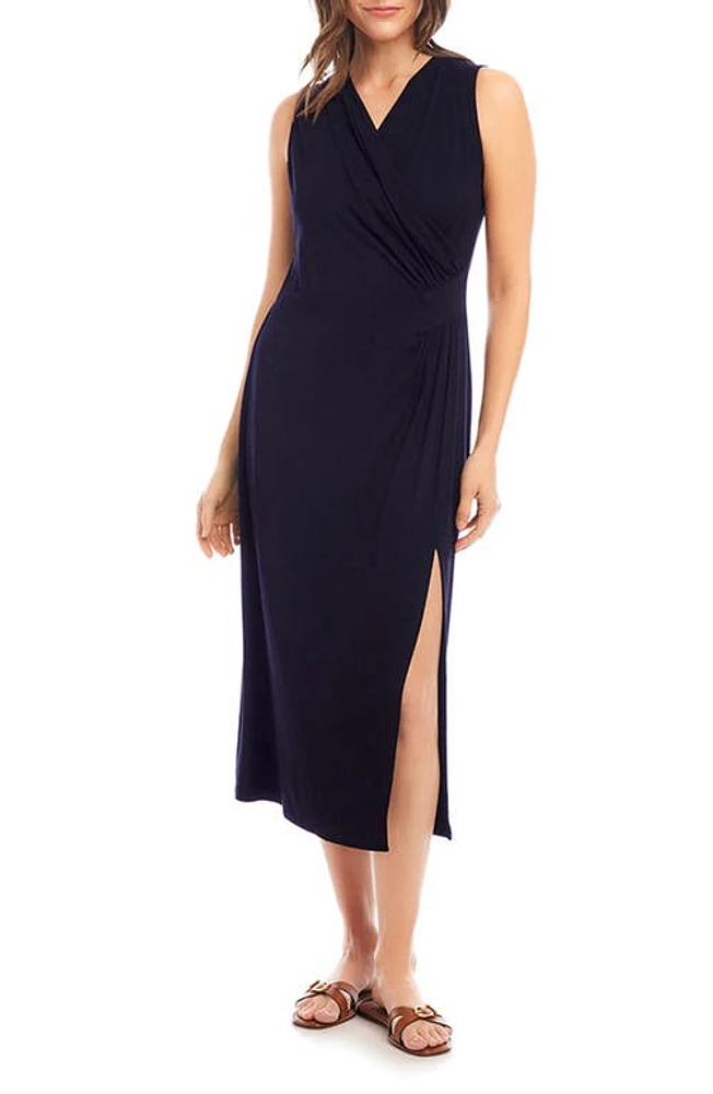 Karen Kane Sleeveless Faux Wrap Midi Dress at Nordstrom, P