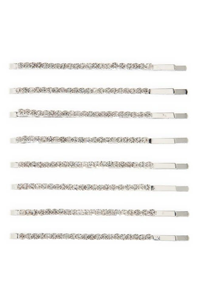 Petit Moments Bree 8-Pack Crystal Barrettes in Silver at Nordstrom