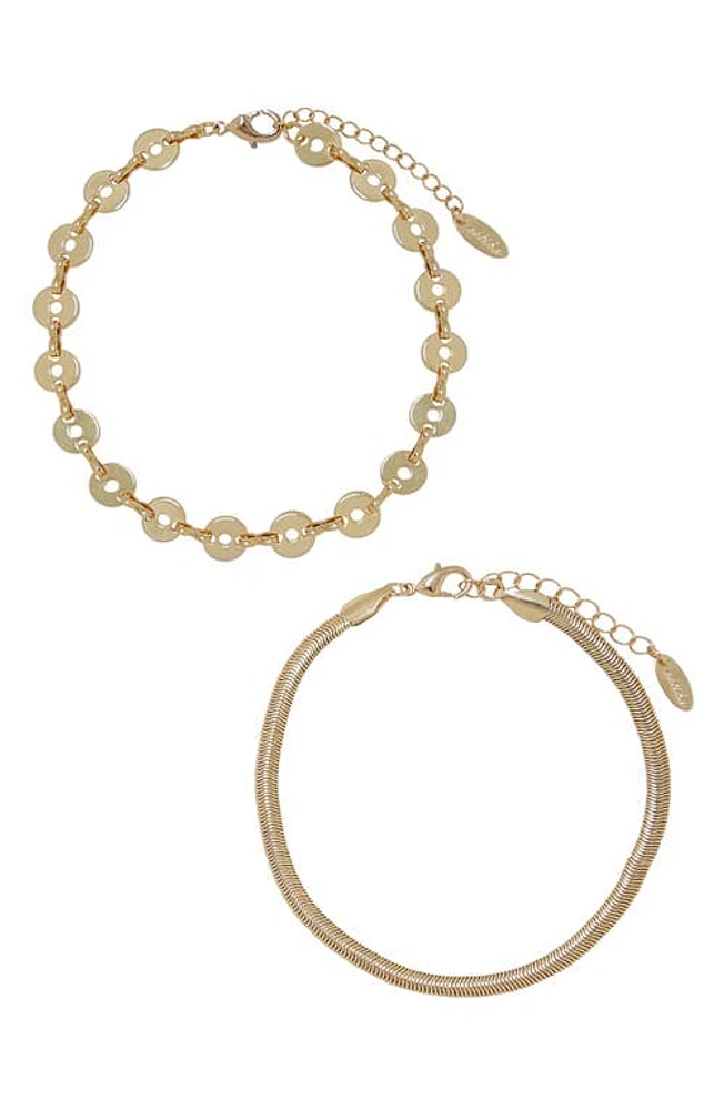 Ettika Disc & Flat Chain Anklet Set in Gold at Nordstrom