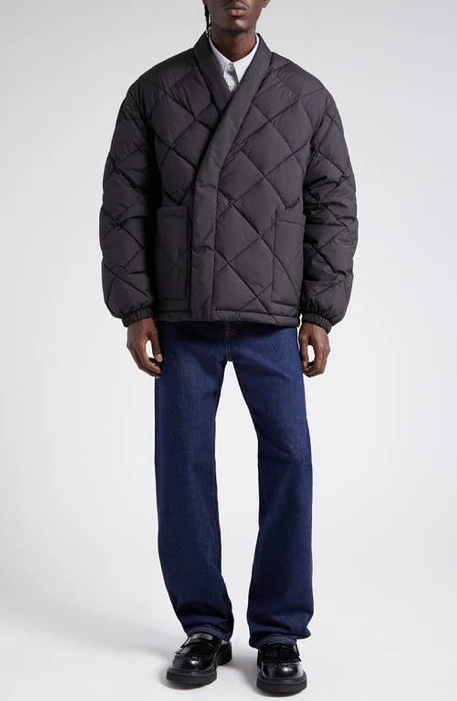 KENZO Diamond Quilted Down & Feather Jacket Black at Nordstrom,