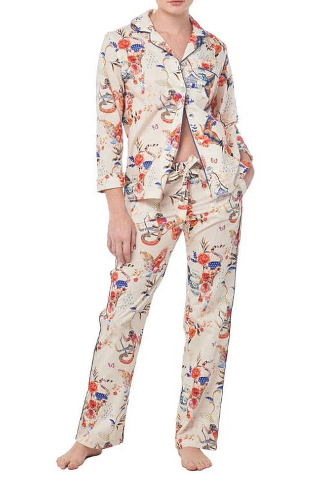 The Lazy Poet Emma Secret Garden Cotton Pajamas White at Nordstrom,