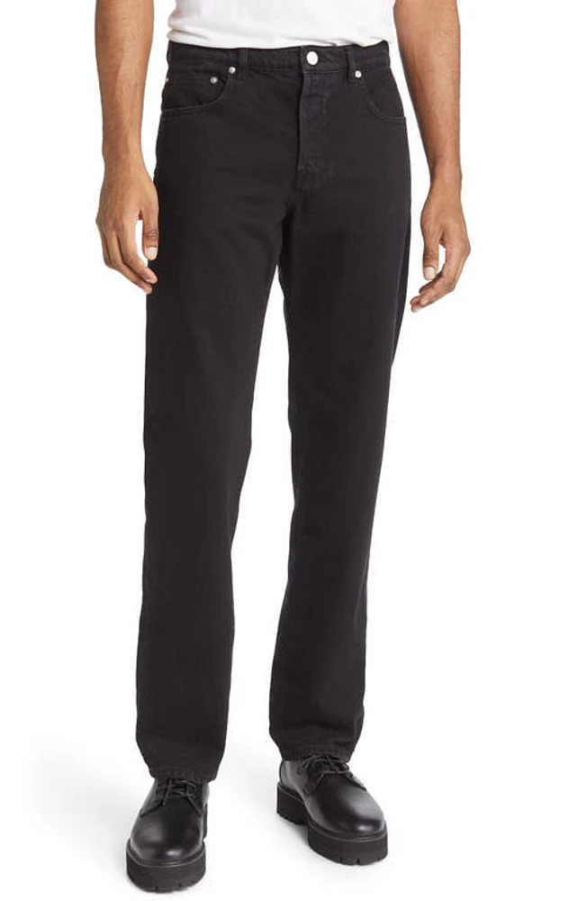 FRAME Stacked Straight Leg Nonstretch Denim Jeans Film Noir at Nordstrom,