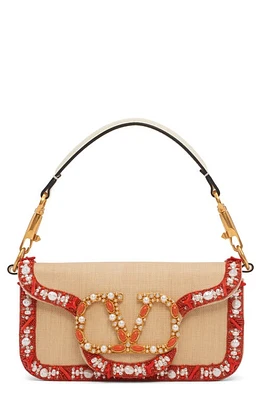 Valentino Garavani Small Beaded Canvas Bag in Yhy Corallo-Avorio/ivory at Nordstrom