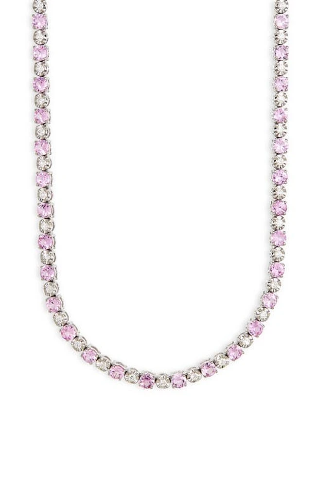 VALANI ATELIER Pink Sapphire & Diamond Eternity Necklace in White Gold/Sapphire/Diamond at Nordstrom, Size 16