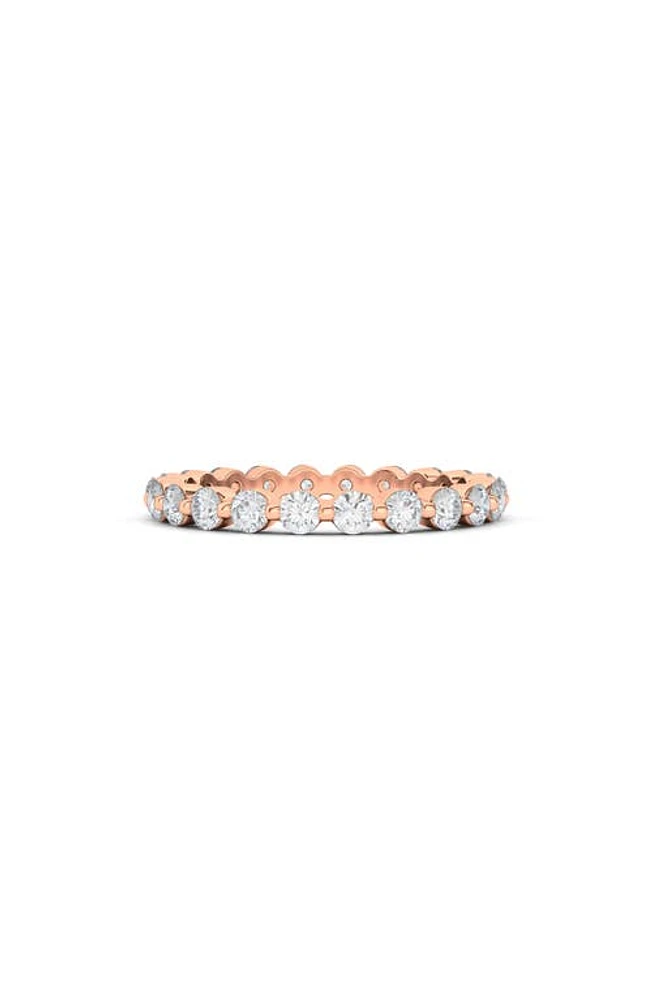 HauteCarat Lab Created Diamond Single Prong 18K Gold Eternity Band Ring in Rose Gold at Nordstrom