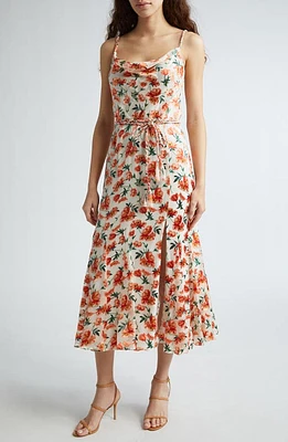 Alice + Olivia Lissa Cowl Neck Godet Midi Dress Falling For You Off White at Nordstrom,