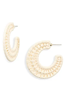 Nordstrom Woven Raffia Hoop Earrings in Ivory at Nordstrom