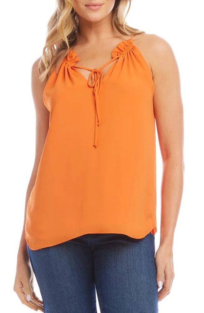 Karen Kane Ruffle Tie Neck Crepe Sleeveless Top at Nordstrom,