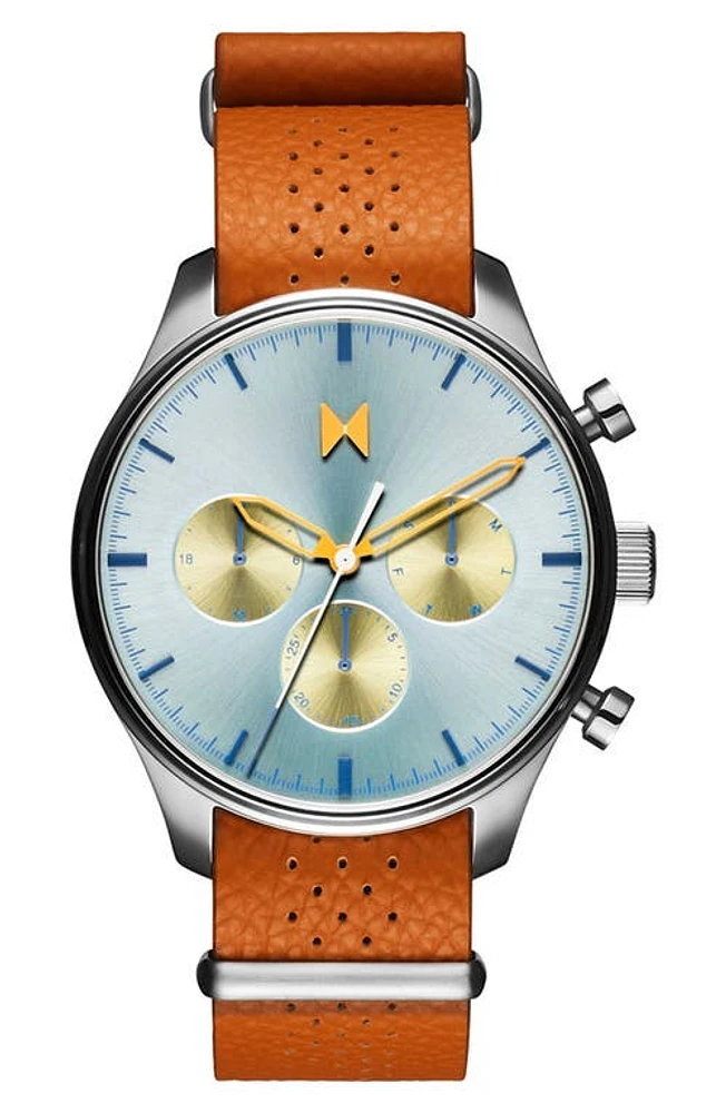 MVMT Airhawk Leather Chronograph Strap Watch, 42mm in Tan at Nordstrom