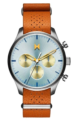 MVMT Airhawk Leather Chronograph Strap Watch, 42mm in Tan at Nordstrom