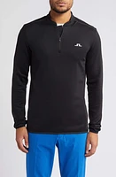 J. Lindeberg Tech Bridge Mid Layer Quarter Zip Golf Top Black at Nordstrom,