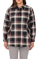 Foxcroft Cici Plaid Long Sleeve Tunic in Black Mult at Nordstrom, Size 18W