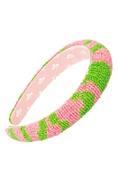 L. Erickson Adeline Beaded Headband in Green/Pink at Nordstrom