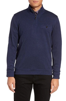 Ted Baker London 'Valerio' Quarter Zip Pullover in Mid Blue at Nordstrom, Size 6