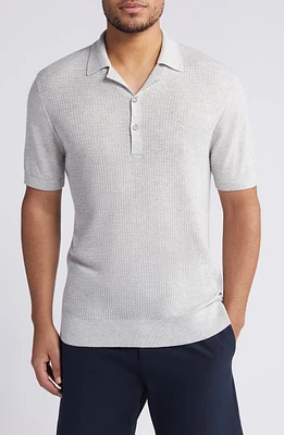 Ted Baker London Adio Textured Knit Polo Light Grey at Nordstrom,