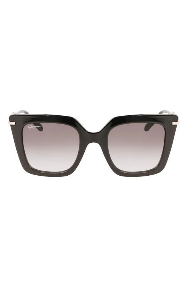 FERRAGAMO Gancini 51mm Rectangular Sunglasses in Black at Nordstrom