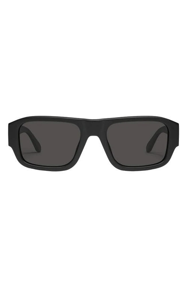 Quay Australia Night Cap 40mm Polarized Shield Sunglasses in Matte Black Polarized at Nordstrom