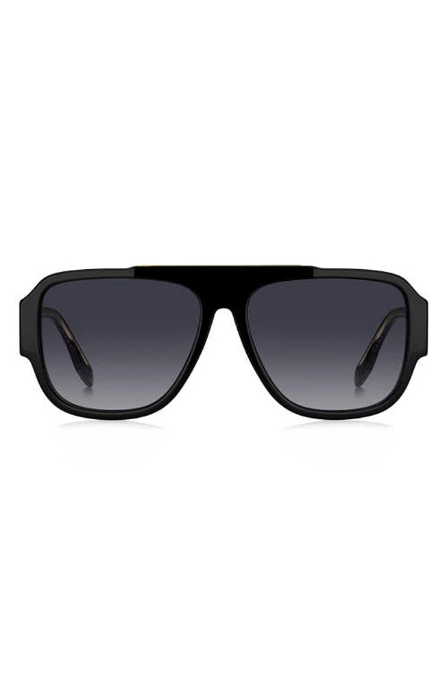 Marc Jacobs 58mm Flat Top Sunglasses in Black Pattern /Grey Shaded at Nordstrom