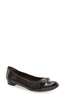 AGL Monika Cap Toe Ballet Flat Black With Silver Buckle at Nordstrom,