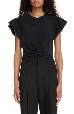 Isabel Marant Tullya Gathered Cotton Blend Top Black at Nordstrom, Us