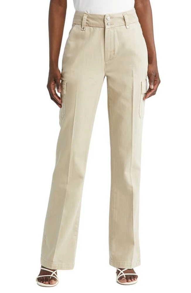 PAIGE Dion High Waist Cargo Trouser Flare Pants Vintage Warm Sand at Nordstrom,