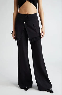 MACCAPANI The Skirted Flare Leg Pants Black at Nordstrom, Us