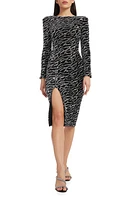 Dress the Population Natalie Sequin Long Sleeve Body-Con Black-Silver at Nordstrom,