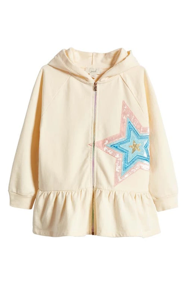 Peek Aren'T You Curious Kids' Wishing Star Cotton Hoodie in Off-White at Nordstrom, Size 8