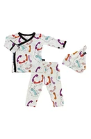 Peregrine Kidswear Take Me Home Retro Phones Top, Pants & Hat Set in White/Multi at Nordstrom, Size Newborn