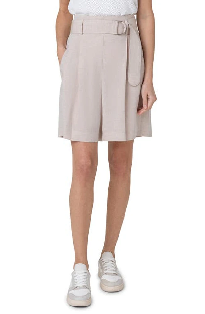 Akris punto Fiorellina Belted Bermuda Shorts Beige at Nordstrom,