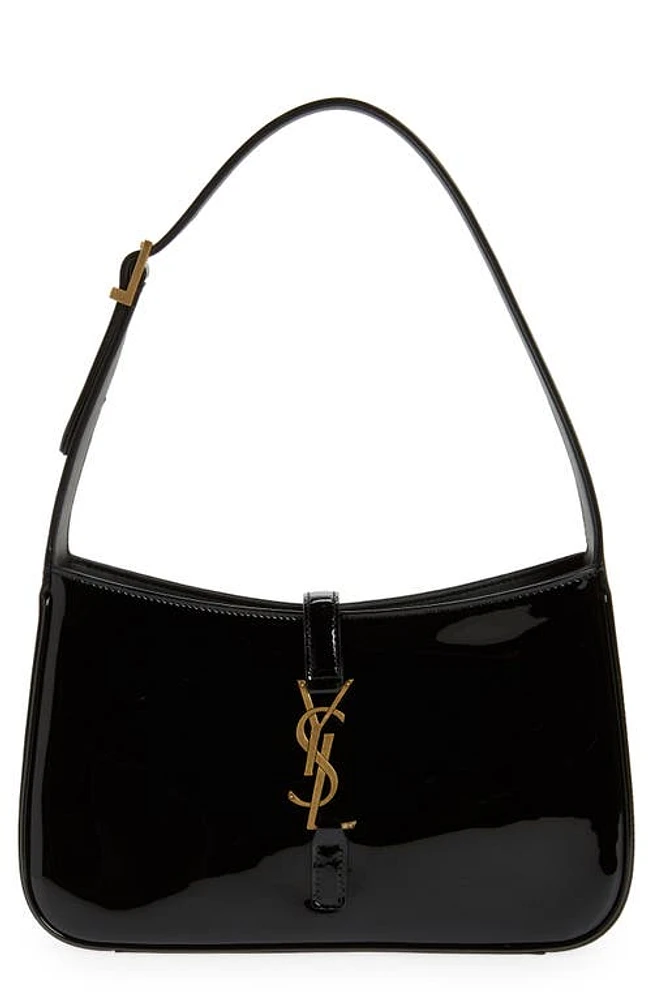 Saint Laurent Le 5 à 7 Patent Leather Hobo in Nero at Nordstrom