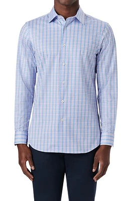 Bugatchi OoohCotton Check Button-Up Shirt Air Blue at Nordstrom,