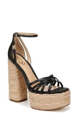 Sam Edelman Kade Ankle Strap Espadrille Platform Sandal Black at Nordstrom,