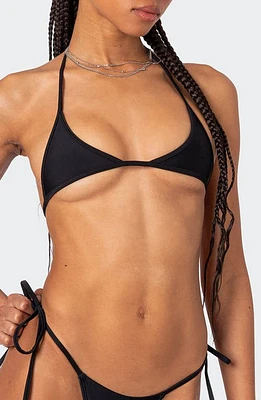 EDIKTED Elora Mirco Triangle Bikini Top Black at Nordstrom,