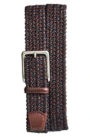 Torino Woven & Leather Belt Black/Brown at Nordstrom,