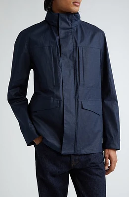 Herno Laminar Waterproof Linen Field Jacket 9201 Navy at Nordstrom, Us