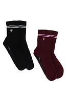 Arebesk 2-Pack Classic Crew Grip Socks Black/burgundy at Nordstrom,