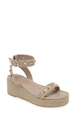 Valentino Garavani Rockstud Torchon Espadrille Wedge Sandal Poudre at Nordstrom,