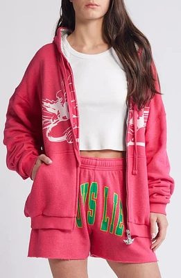 BOYS LIE Pucker Up Front Zip Hoodie Pink at Nordstrom,