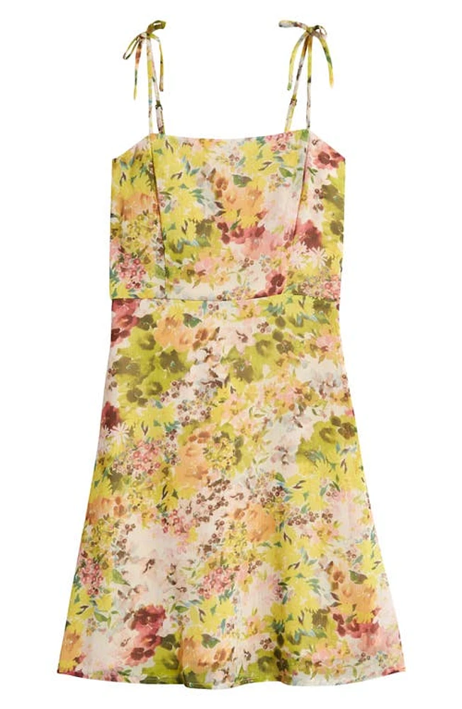 Walking on Sunshine Kids' Tie Strap Sundress Yellow Floral at