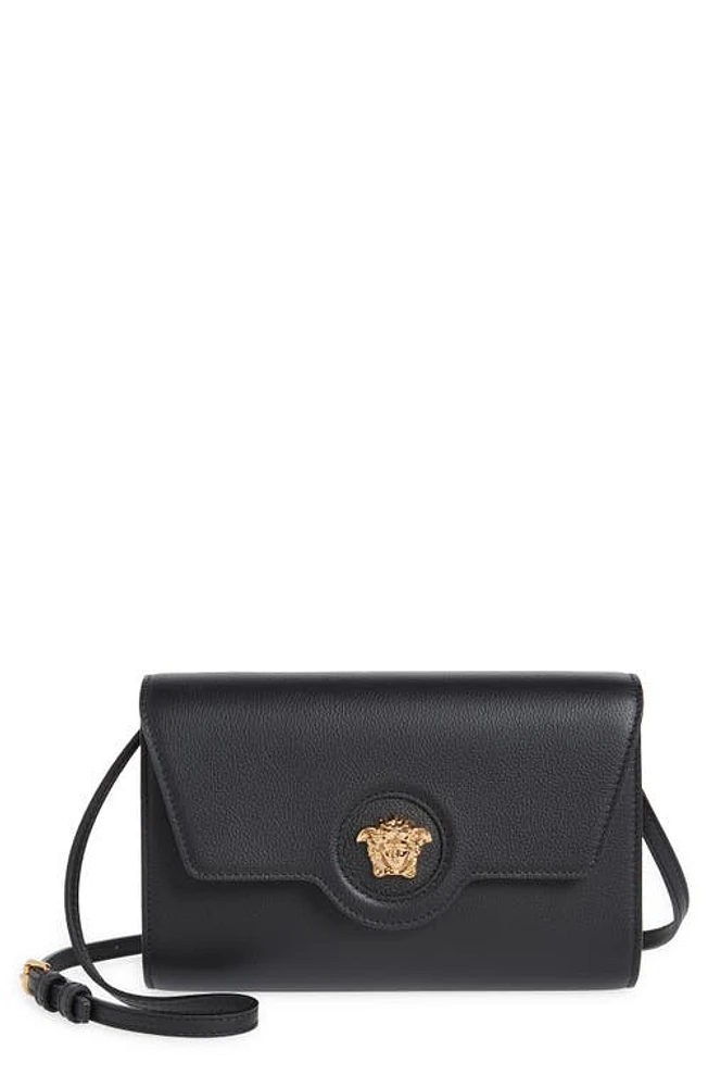 Versace La Medusa Leather Wallet on a Strap in Black-Versace Gold at Nordstrom