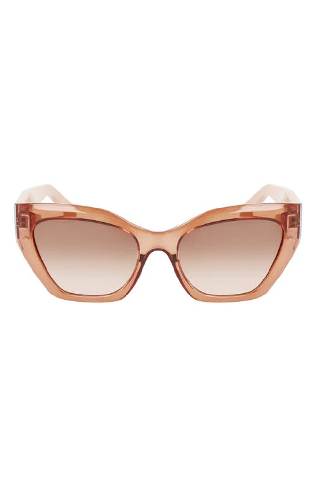 FERRAGAMO Gancini 54mm Rectangular Sunglasses in Transparent Brown at Nordstrom