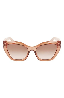 FERRAGAMO Gancini 54mm Rectangular Sunglasses in Transparent Brown at Nordstrom